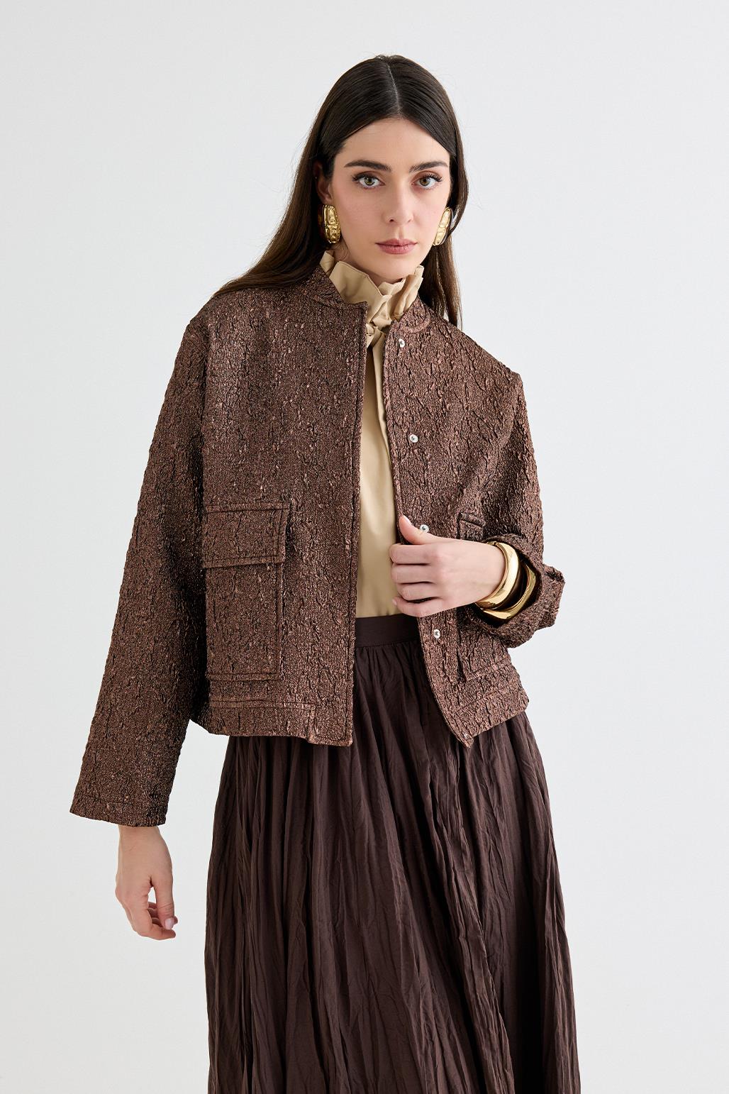 Denia Jakar Midi Bomber Ceket Mocha