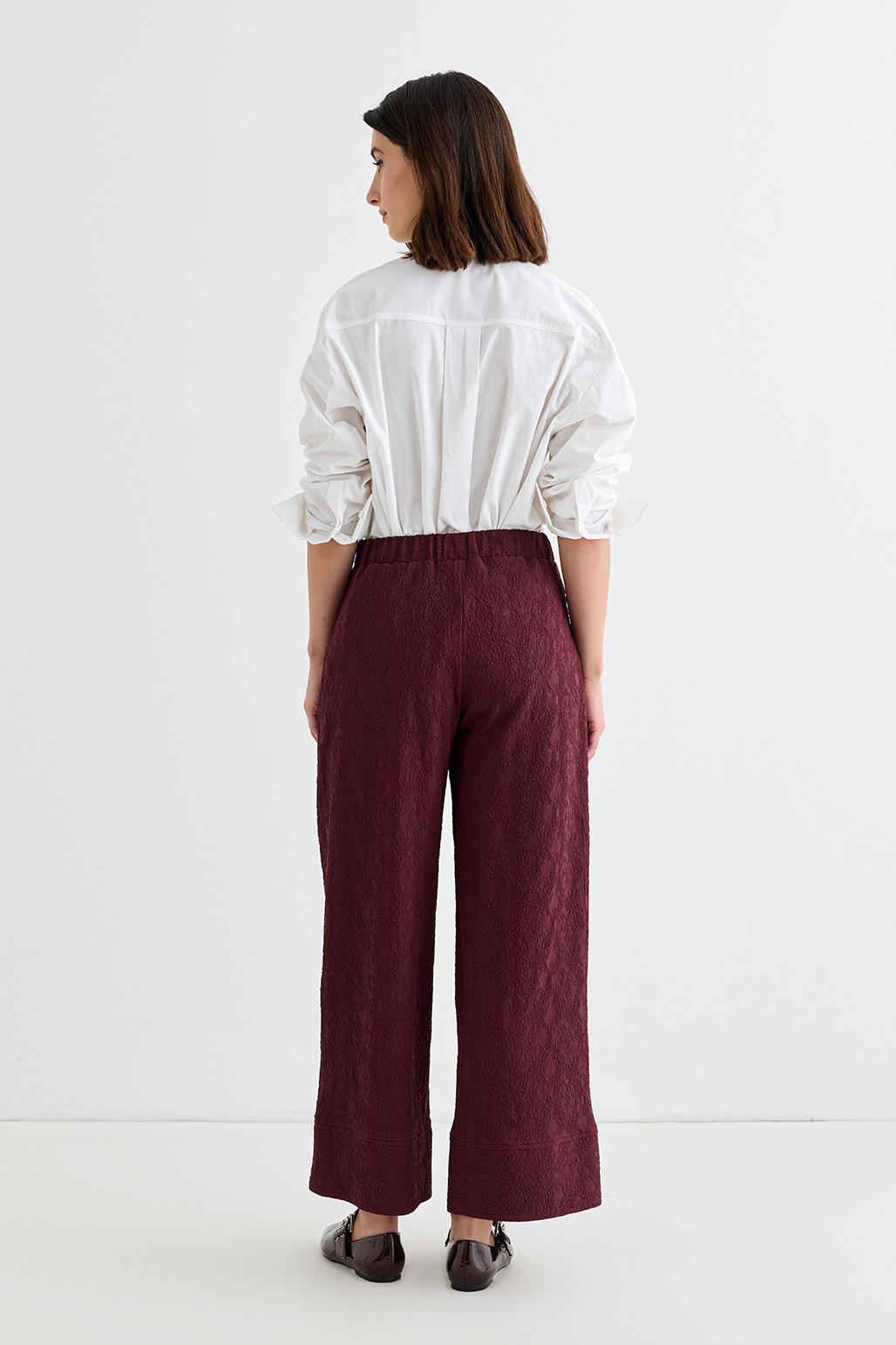 Dokulu Culotte Pantolon Bordo