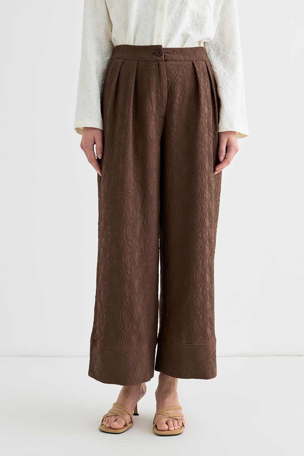 Dokulu Culotte Pantolon Kahve