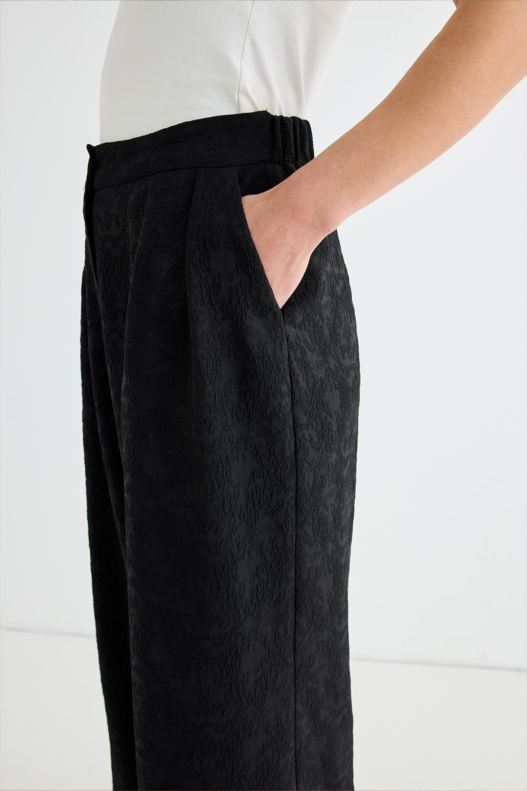 Dokulu Culotte Pantolon Siyah