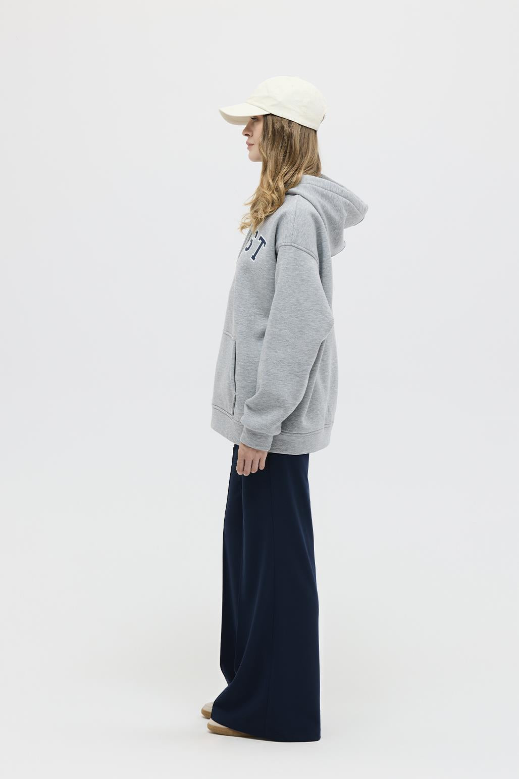 Şardonlu Baskılı Oversize Sweatshirt Gri