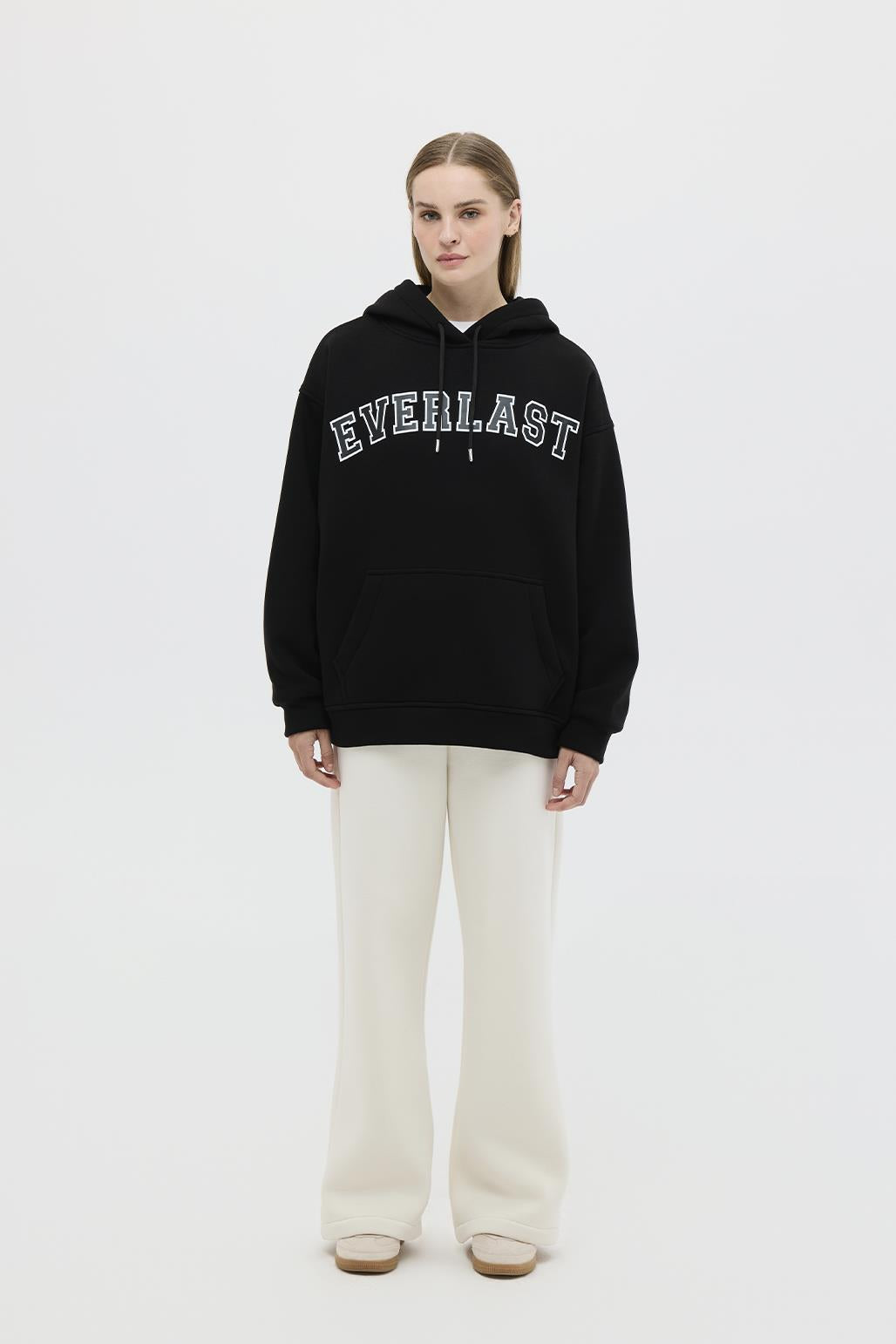 Şardonlu Baskılı Oversize Sweatshirt Siyah